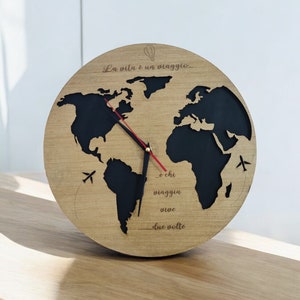 Orologio da parete Orologio da parete in legno Orologio da parete Originale Orologio da parete Viaggio Travel Personalizzato Moderno