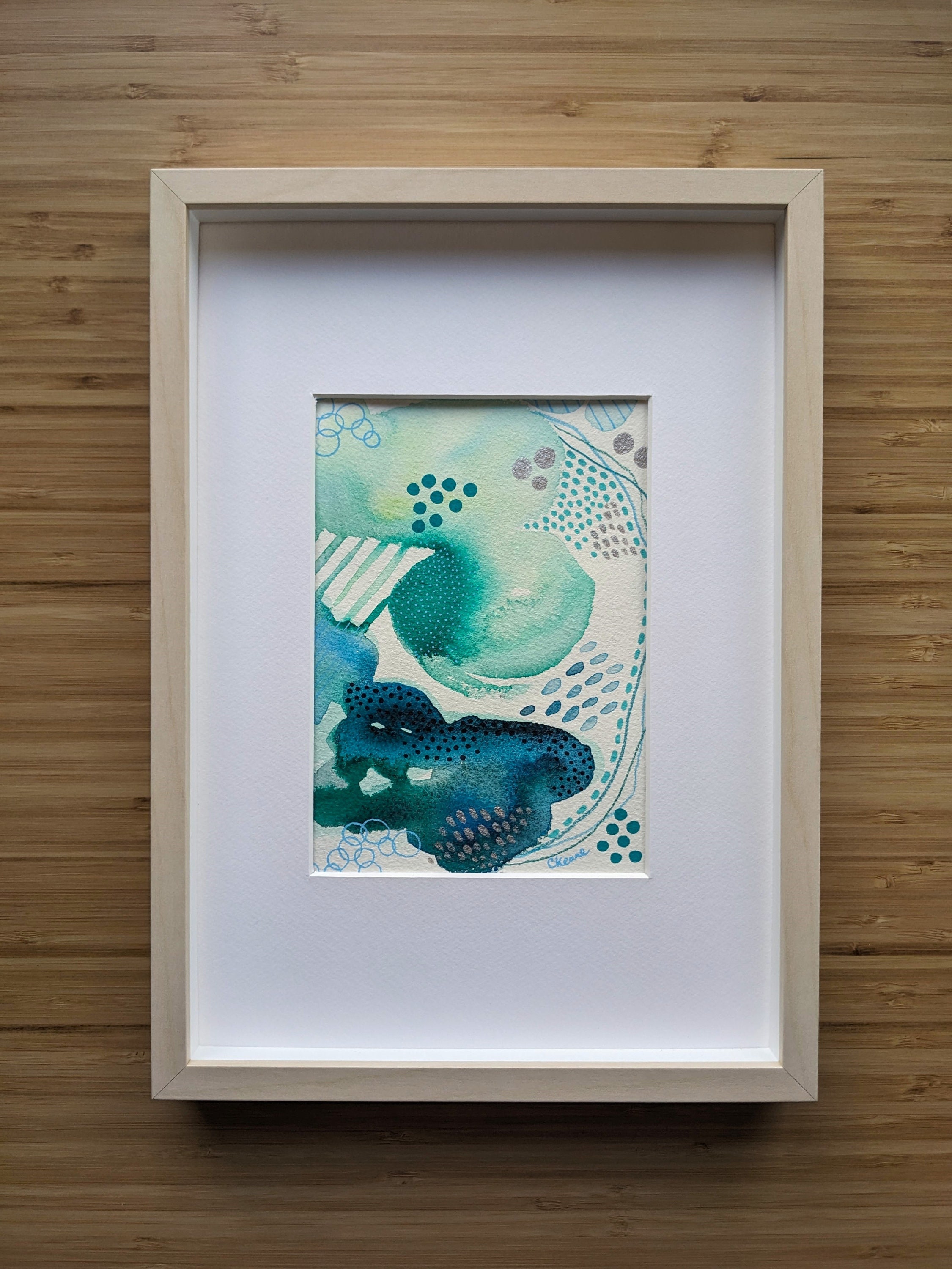 ブルー・ショールズ抽象水彩画：小さなオリジナル作品（A5） - Etsy 日本