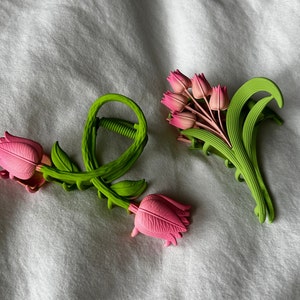 tulip lily of the valley hair claw clip unique hair clip flower tulip hair claw lily of the valley bridal flower gift for mom mother’s day