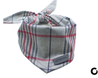 Pañuelo para perro a cuadros grises para verano, ligero y a cuadros para razas pequeñas y grandes, bonito pañuelo para perro con lazo, hundehalstuch