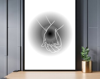 Love Connection Hands Print: Minimalist Line Art (Digital Download)