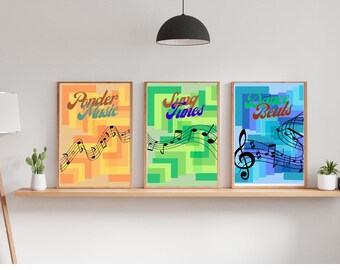 Arte mural con ritmos musicales: Decoración del hogar imprimible (descarga digital)
