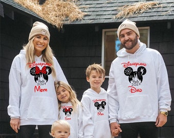 Printed Personalized Disneyland 2024 Hoodie, Mickey Minnie Family Matching  Disneyland 2024 Trip Unisex Adults' kids top