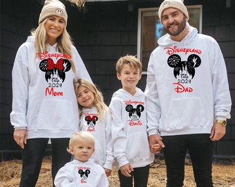 Printed Personalized Disney trip 2024 Hoodie, Mickey Minnie Family Matching  2024 Trip Unisex Adults' kids top