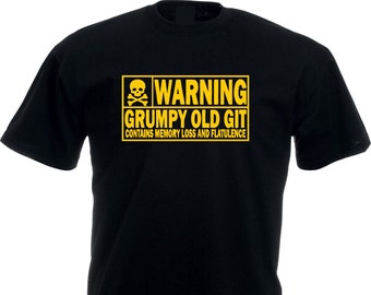 Warning Grumpy Old Git T-Shirt, Funny Memory Loss Tee