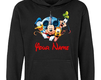 Personalized Disney All Characters Disney trip matching Hoodie Disneyland 2026 Mickey Mouse Minnie Mouse Your Name Unisex Adults Kids top