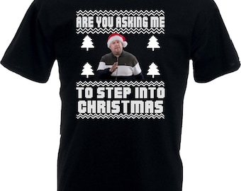 Camiseta "Step Into Christmas" Smithy & Nessa - Camiseta engraçada de Natal com Gavin e Stacey - Meme vintage dos anos 90 - Presente perfeito para o amigo secreto - Unissex - Infantil e Adulto