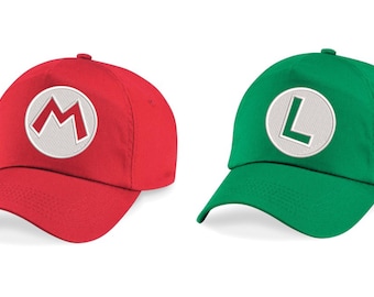 Embroidered Super Mario and Luigi Cap with Embroidery, Mario Bros Cap, Unisex or Men&#39;s, Mario Luigi Mario lovers Luigi lovers Cap