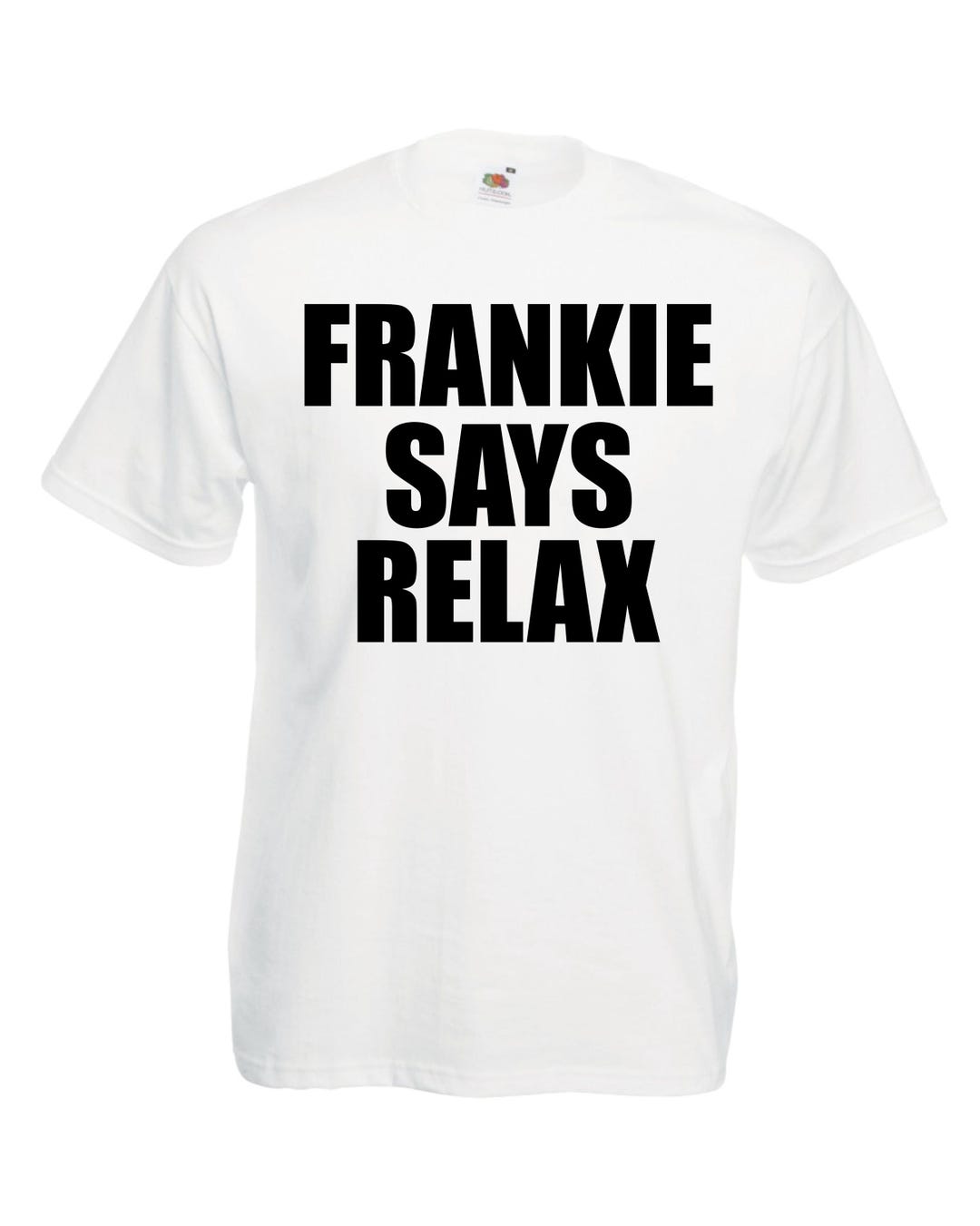 3styler Frankie Says Relax T-shirt voor heren, grappig muziekshirt, vintage lijn, biologisch katoen, 140 g/m², Geel, M
