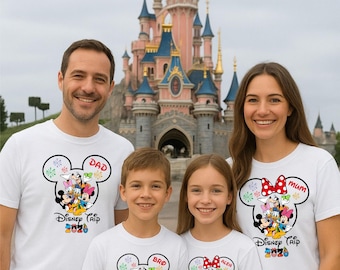 Personalised Disneyland Paris 2026 Family T-Shirt, Group Family Holiday Vacation, Mickey And Friends Custom Name shirt, Unisex Kids Tee Top