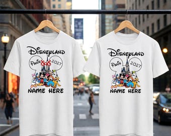 Personalised Disneyland Paris 2027 T-Shirts, Disney Family Matching T-Shirts, Disney Family Vacation 2027 Kids Adults Unisex Tee Top