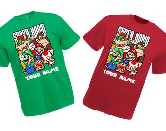 Personalized MARIO and LUIGI T-Shirt Gaming Luigi Mario Shirt Game Shirt, Vintage Game Shirt, Retro Game Kids Gift Top