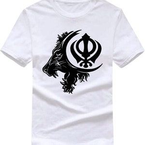 Sikh Lion Khanda Symbol T Shirt Sikhism khanda Humanism Lion Face Unisex Adults Kids tee top
