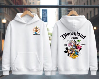 Personalized Disneyland Paris Hoodie , Mickey and Minnie Mouse Family Trip Disneyland  Left Chest And Back Print Hoodie