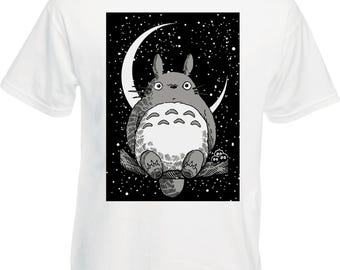 Anime T Shirt, Totorro Ghibli Inspired Moon Tshirt,  Gamer shirt