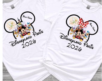 Personalised Disneyland Paris 2026 Family T-Shirt, Group Family Holiday Vacation, Mickey And Friends Custom Name shirt, Unisex Kids Tee Top