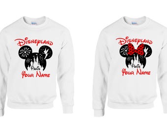 Personalized Disneyland Sweatshirt, Mickey Minnie Sketch, Family Vacation Hoodie Disney Land Paris Trip