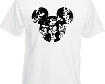 Mickey Head Disney Characters T-Shirt, Mickey Mouse Disney Lover Disneyland Unisex Adults Kids Gift Tee Top