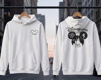 Personalised Disney Trip 2026 Family Hoodie, Group Family Holiday Vacation, Custom Name Hoodie Front and Back, Unisex Kids Hood Top