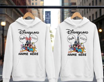 Personalised Disneyland Paris 2027 Hoodie, Disney Family Matching Hoodie, Disney Family Vacation 2027 Kids Adults Unisex Tee Top