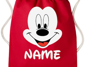 Mochila personalizada de Mickey Mouse con cordón ajustable: Bolsa de gimnasio de algodón