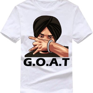 Sidhu Moose Wala Punjabi Singer GOAT T-Shirt, Legend Never Dies, Sidhu Moosewala Rapper Lovers Shirt, Unisex Adults Kids Tee Top