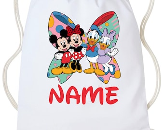 Personalized Disney Mickey Minie and friends Backpack Mickey Mouse backpack Drawstring Bag, Disney  lover School PE Kit Rucksack kids Bag