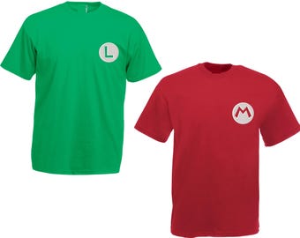 Embroidered Mario and Luigi Shirt, Retro Gaming Tee