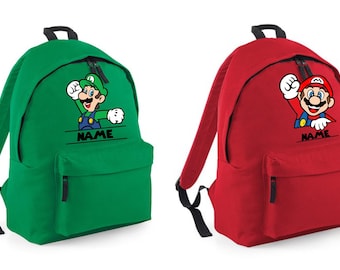 Personalized Super Mario and Luigi School Bag, Super Mario Luigi Backpack, Kids back to school. School/Nursery, Super Mario Luigi bag