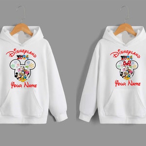 Printed Personalized Disney Paris 2025 Hoodie, Mickey Minnie Family Matching Disney Character Trip 2024 Unisex Adults&#39; kids top
