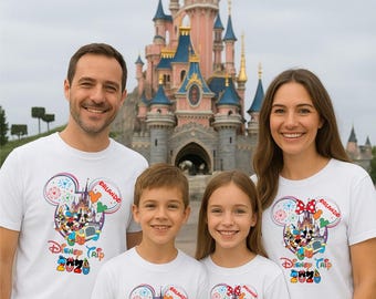 Printed Personalized Disney Paris T-Shirt, Mickey Minnie Family Matching 2026 Disneyland Trip Unisex Adults' kids top
