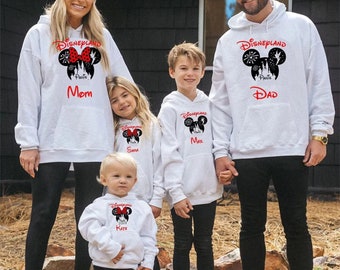 Bedrukte gepersonaliseerde Disney trip 2024 hoodie, Mickey Minnie Family Matching Disneyland 2024 Trip Unisex volwassenen kindertop