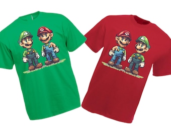 MARIO and LUIGI T-Shirt Gaming Luigi Mario Shirt Game Shirt, Vintage Game Shirt, Retro Game Kids Gift Top