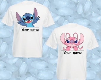 Camiseta personalizada de Disney Lilo & Stitch con un lindo ángel de Stitch de dibujos animados para amantes de Lilo y Stitch, camiseta favorita para niños y niñas con dibujos animados.
