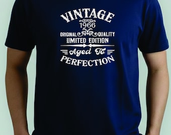 Custom Vintage Embroidered Tshirt, Birthday Party Shirt, Mens Birthday, Birthday Shirt, Limited Edition Tee, 1966 Birthday Shirt