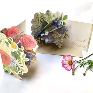 Beautiful colorful 3D pop-up handmade gilding Hydrangea flowers greeting cards, arts paper, colorful all seasons including envelopes.