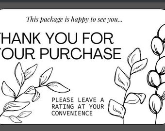 Thank You For Your Purchase 4x6 Thermal Sticker Label Small Business Poshmark Reseller Foliage Plant Black White Packaging Shipping Hardgood