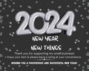 January 2024 Thank You Sticker Balloon 4x6 Downloadable PDF Thermal Label Small Business Reseller New Years Packaging Reusable Purchase