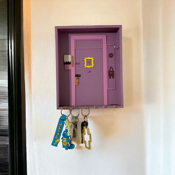 Unique Vintage Key Holder | Wooden Purple Door Key Holder | Home Decor | Friends Key Holder | Birthday Gift | Mother’s Day Gift