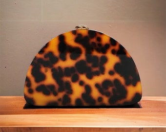 New Trendy Leopard Pattern Bag For Women Fashion Acrylic Clutch Acrylic Luxury Evening Party Bag Cute Box Clutch Purse