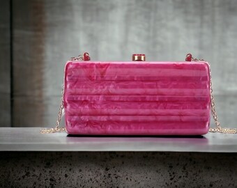 Fuchsia Pink Pearlescent Acrylic Clutch Bag | Candy  Hot Pink Acrylic Clutch | Evening Clutch | Bridal Clutch Party