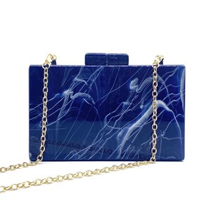 Women’s Blue Acrylic Handbag | Ladies Luxury Evening Bridal Clucth Bag | Party Clutch | Acrylic Purse | Crossbody Wallet | Wedding Bag