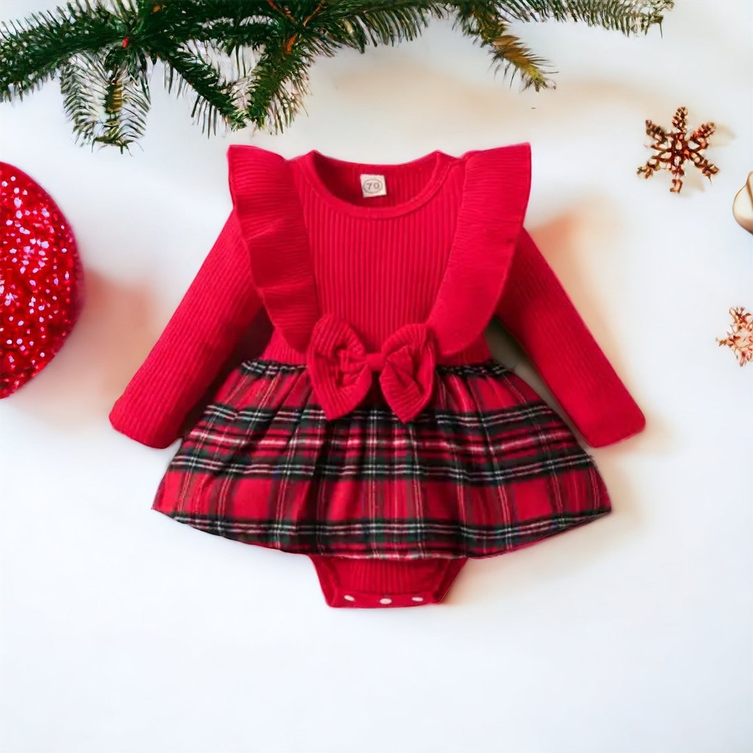 Baby Girl 2 Piece Christmas Outfit Long Sleeve Romper Dress Etsy