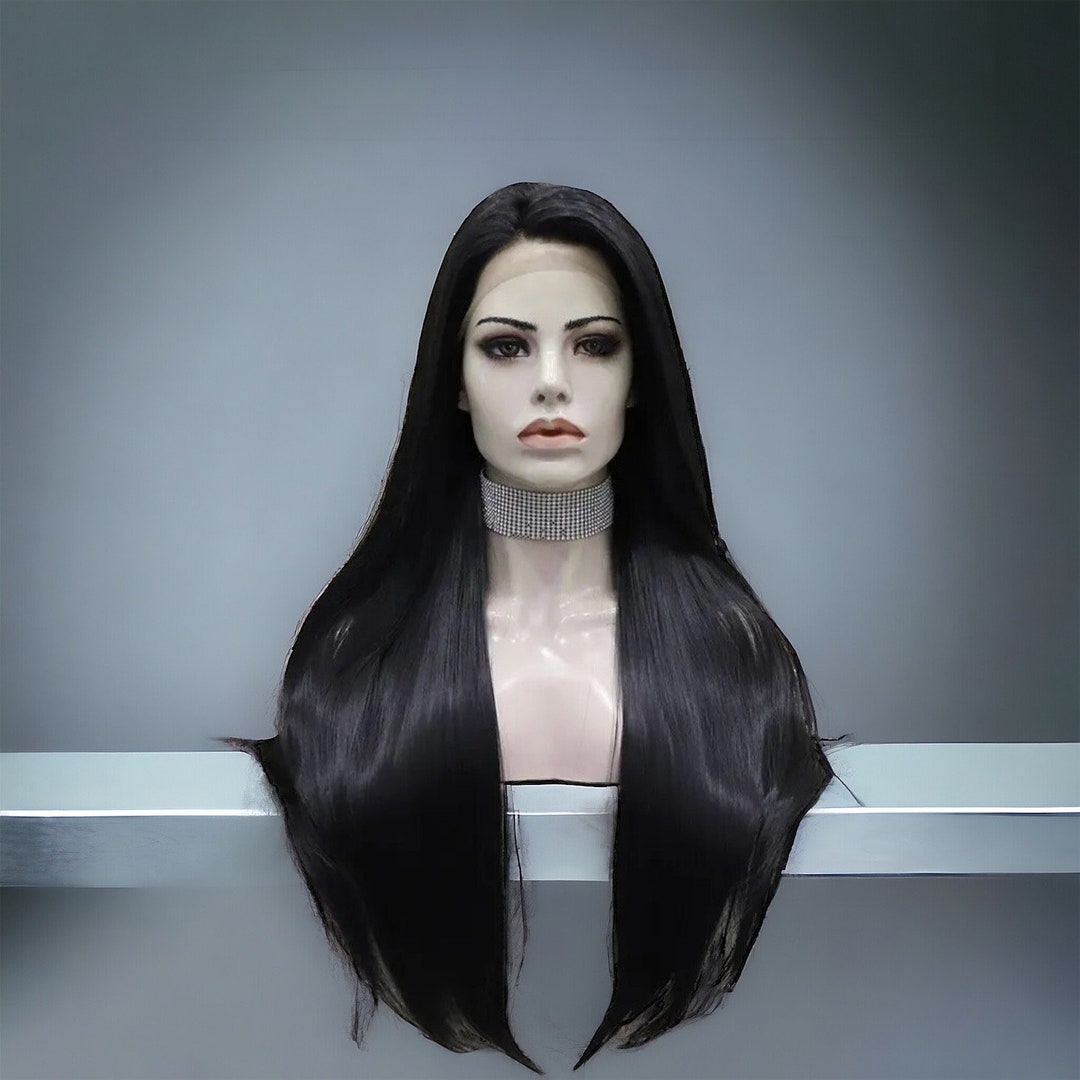 Long Natural Black Straight Synthetic Lace Front Wig main image 0
