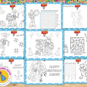 10 pagine da colorare personalizzate di Toy Story, compleanno di Toy Story, colorare di Toy Story, pagina da colorare di compleanno, foglio da colorare di Toy Story