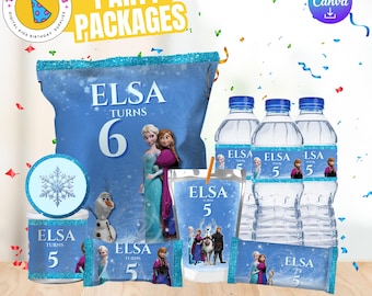 Paquete para fiesta de cumpleaños de Frozen: Recuerdos de fiesta imprimibles (solo archivo digital)