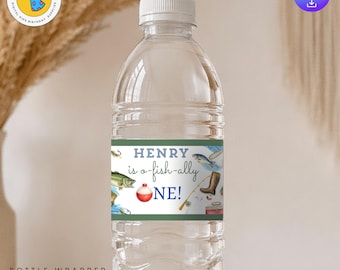 Fishing Water Bottle Label Template: Printable party Favors (Digital File Only)