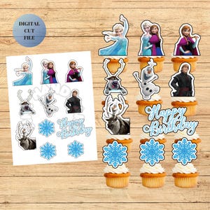 Frozen Cupcake Toppers: Printable Kids Party Decorations (Digital Download)