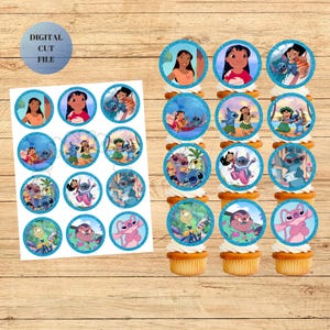 Lilo & Stitch Cupcake Toppers: Printable Kids Party Decorations (Digital Download)