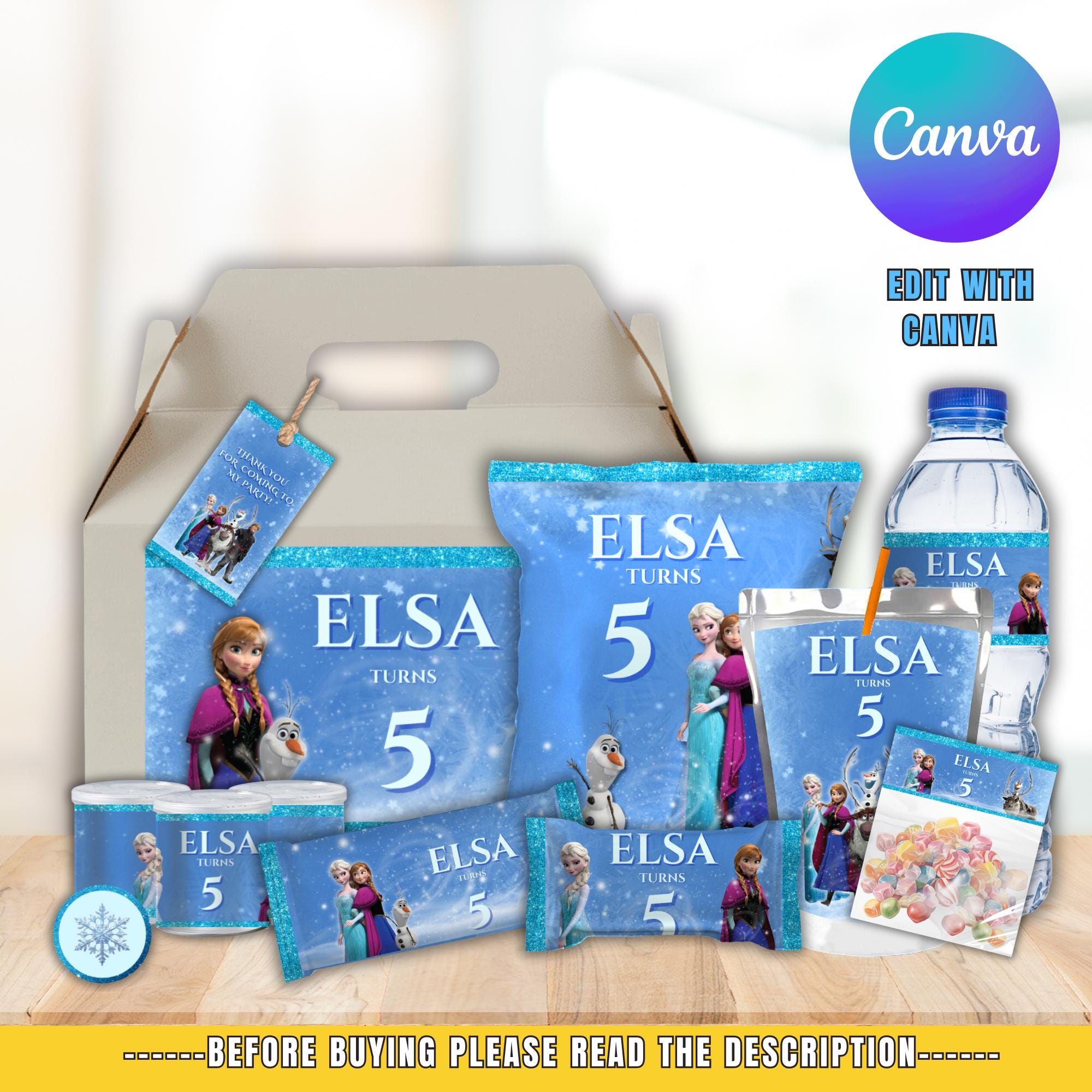 Frozen Themed Party Bundle Printable Party Bundle Personalized Birthday Printables Party Package ...